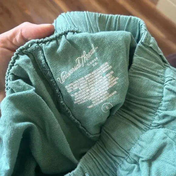 Universal Thread Green Linen Blend Paperbag Shorts Women’s Size Small - Picture 5 of 5
